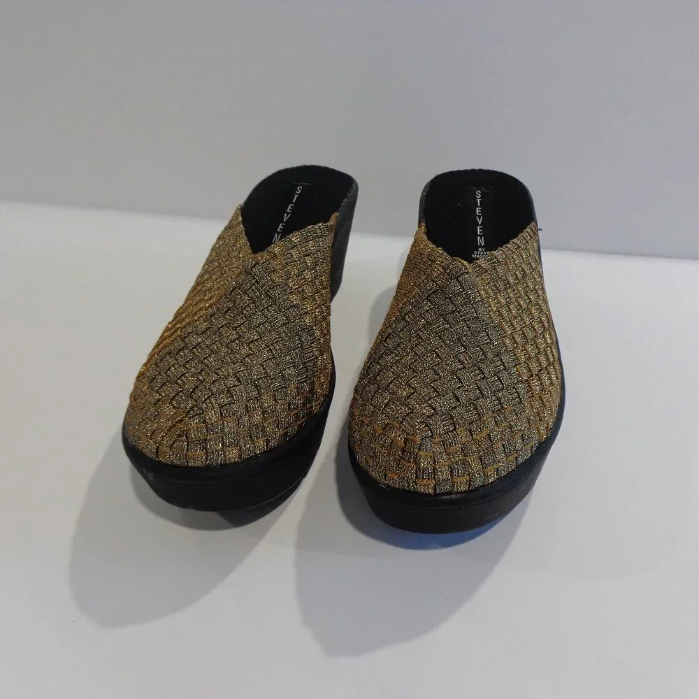 Steven by Steve Madden Women's Bronze Gold Glitter-metallic Woven Wedge  Sz‎ 8.5